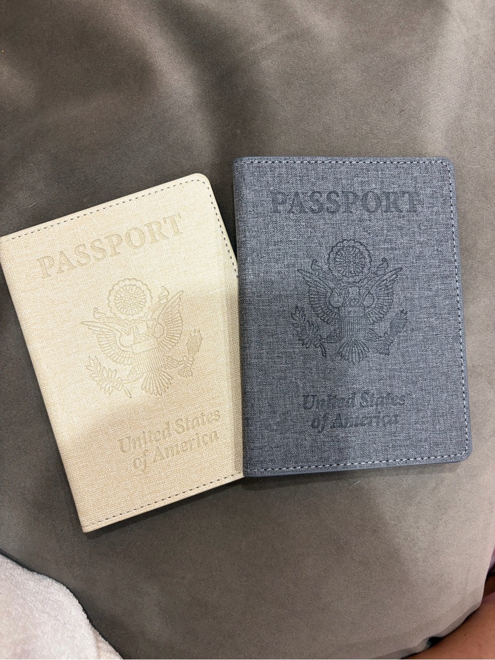 Set of Two Passport Covers in Beige and Gray